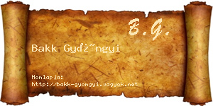 Bakk Gyöngyi névjegykártya