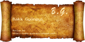 Bakk Gyöngyi névjegykártya
